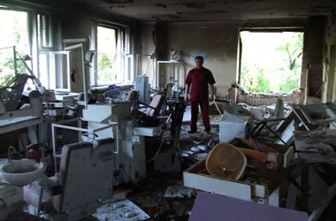 Больница Вишневского в Донецке после артобстрела