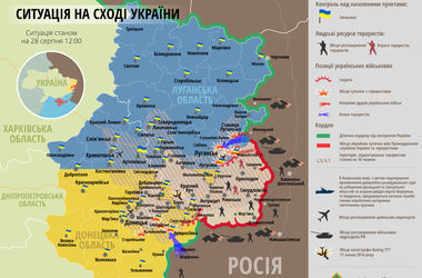 Карта АТО за 28 августа: террористы укрепляют силы для наступления в направлении Шахтерск-Илловайск