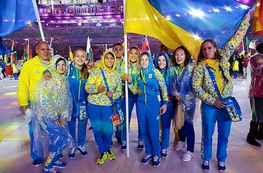 Украинские спортсмены на церемонии закрытия Олимпиады-2016