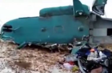 Появилось видео с места крушения Ми-8 в России