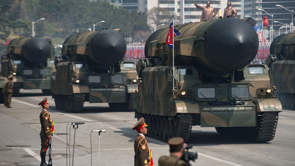 Ракетные войска КНДР на параде. Фото: AFP