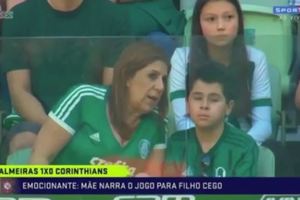 Болельщица рассказывала слепому сыну, что происходит на поле во время матча в Бразилии