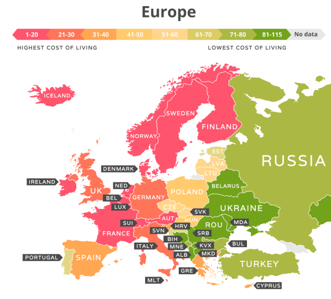 самые недорогие страны европы