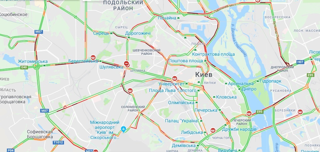  Киев сковали утренние пробки